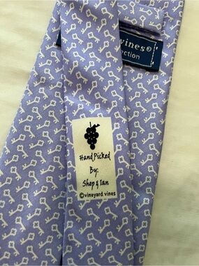 Vineyard Vines Lavender Silk Tie with White Key Pattern Real Estate Agent Tie